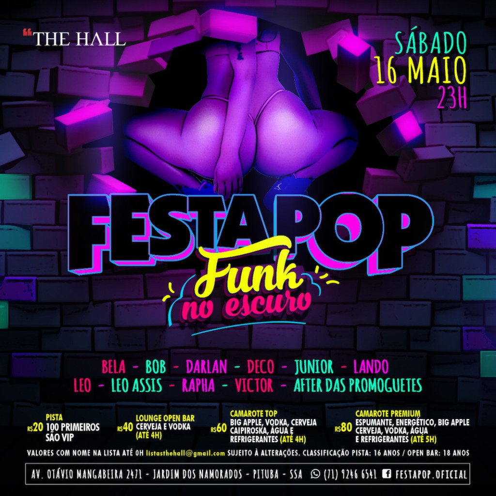 Flyer Festa POP Funk no escuro